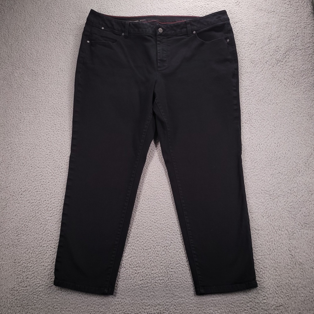 TALBOTS Jeans Womens Size 22W Petite Slim Ankle High Rise Heritage Black‎ Denim
